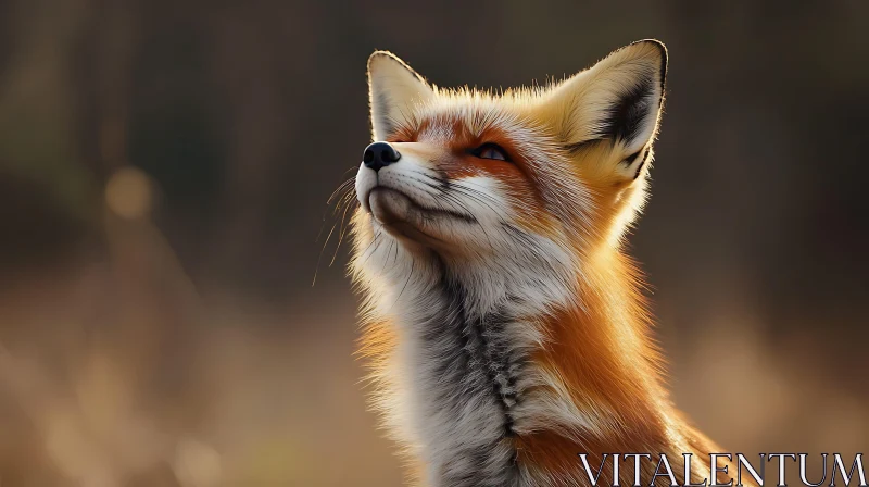 Fox Looking Upward in Golden Hour