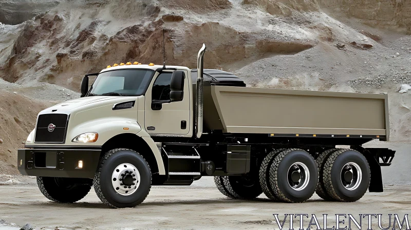 Industrial Dump Truck in Quarry Setting AI Image