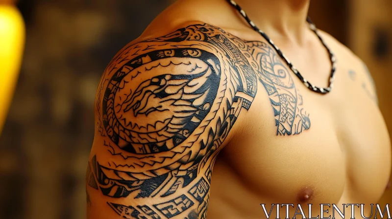 Tribal Body Art on Male Upper Torso