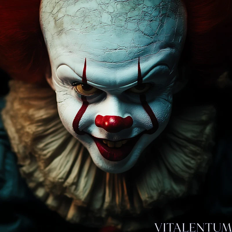 Creepy Clown Face with Red Markings