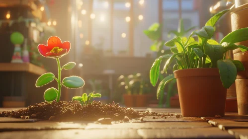 Red Flower in the Sunlight