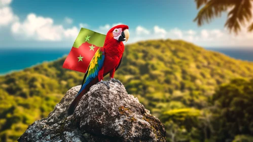 Tropical Bird on Rocky Perch