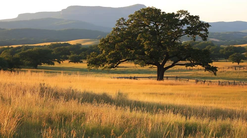Scenic Field with Solitary Tree