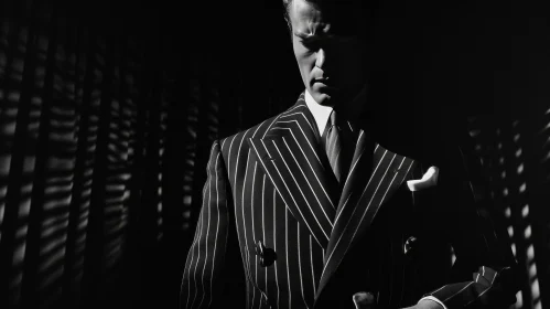 Elegant Man in a Dark Suit: A Compelling Monochrome Portrait