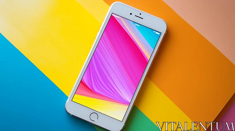 Mobile Device with Pink and Yellow Screen