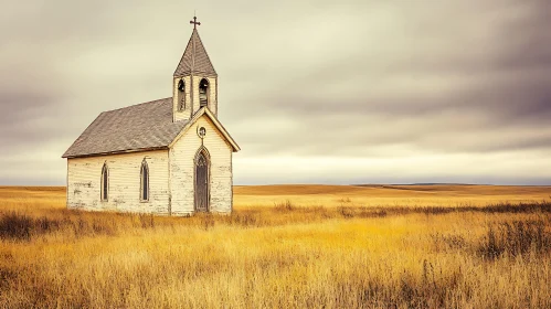 Rural Church in Golden Field