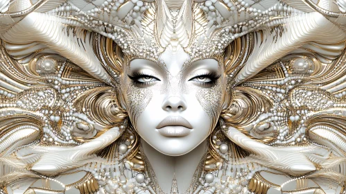 Ornate Golden Woman Portrait Art