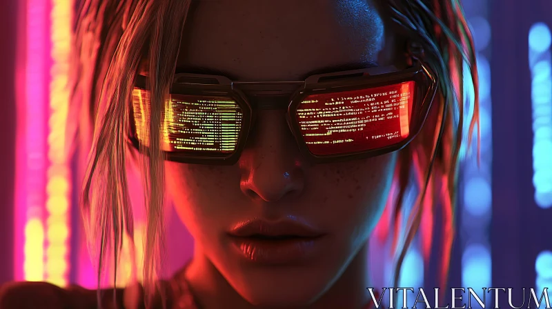 Cyberpunk Aesthetic with Neon Coded Glasses AI Image