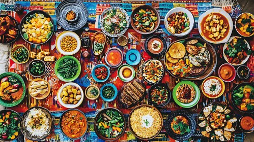 Overhead View of Colorful Dishes