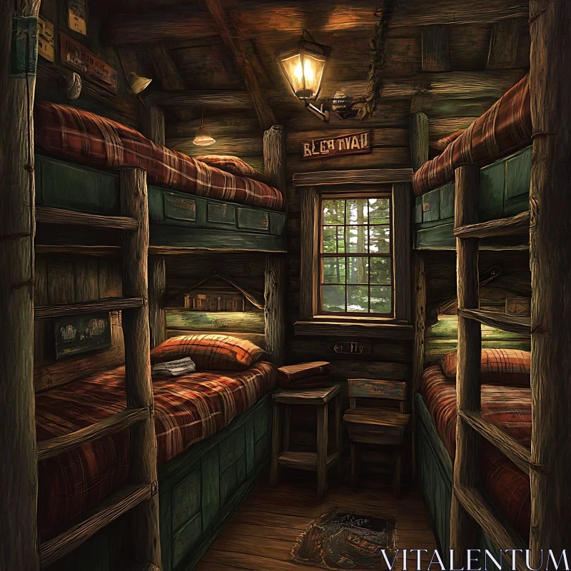 AI ART Cozy Cabin Bunk Beds Retreat