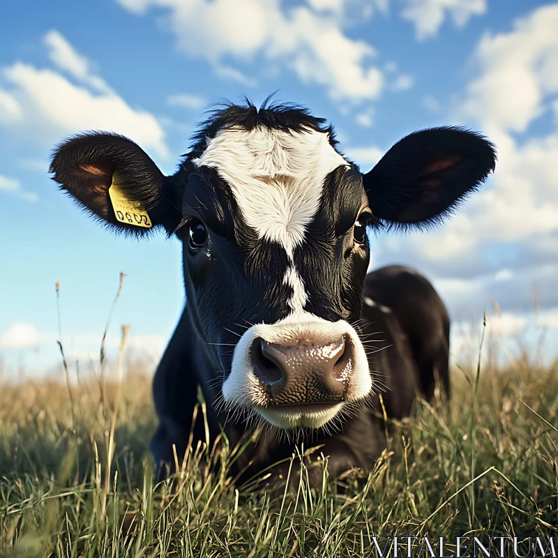 Cow in Field Portrait AI Image