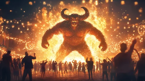 Fiery Demon Overlooking the Crowd