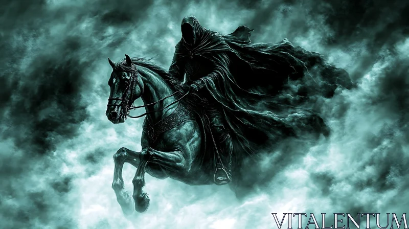 Dark Rider on Horseback AI Image