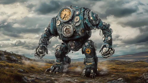 Mechanical Giant: Time-Driven Steampunk Robot