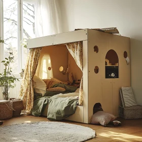 Charming Children's Bed with Curtains