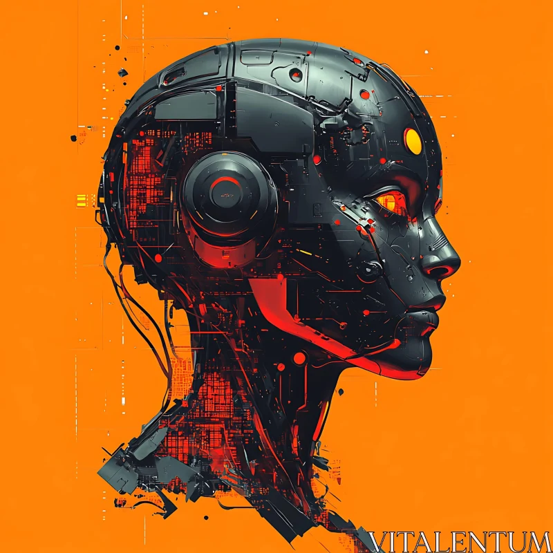 Advanced Cyborg with Orange Accents AI Image