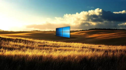 Sunset Field with Windows