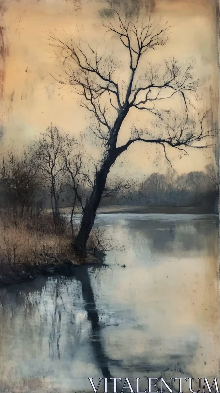 AI ART Tranquil Lakeside Landscape