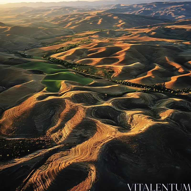 Scenic Aerial View of Hilly Terrain AI Image