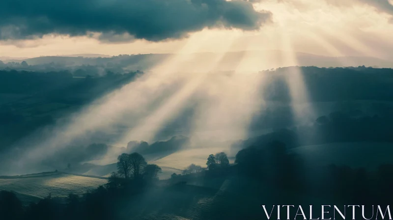 AI ART Misty Valleys Bathed in Morning Sunlight