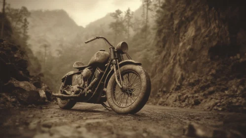 Old Motorcycle in Sepia
