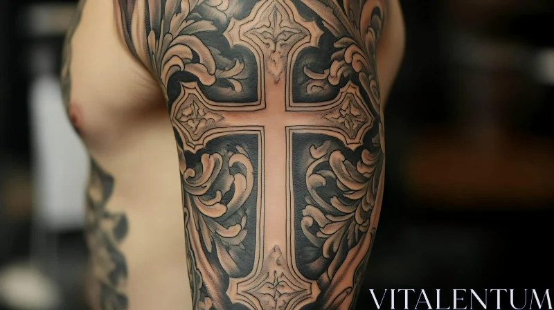 Detailed Cross Arm Tattoo AI Image