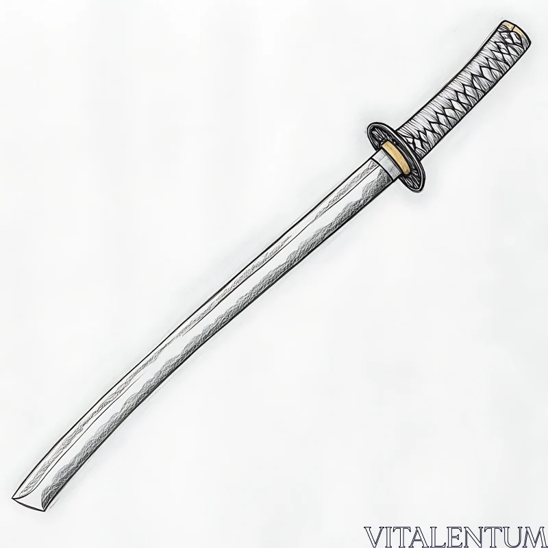 AI ART Silver Katana on White