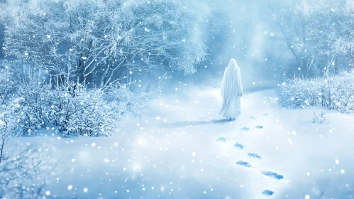 White Figure in Winter Wonderland