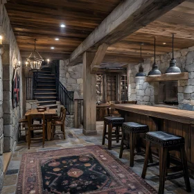 Cozy Stone and Wood Interior Design