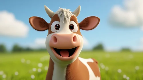 Happy Cow Cartoon Illustration