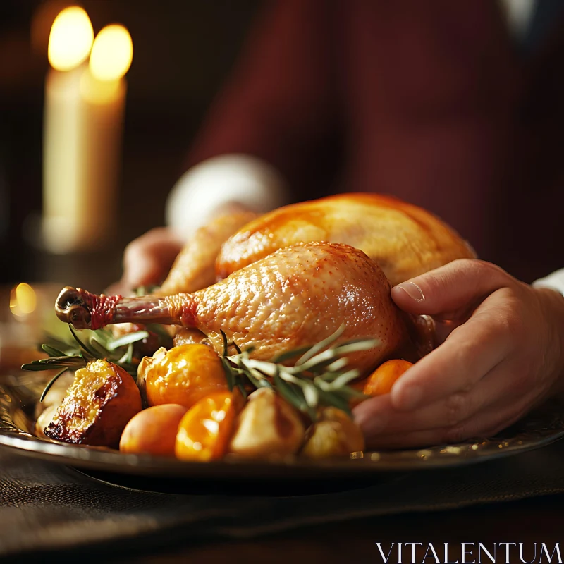 Golden Roasted Turkey with Vegetables AI Image