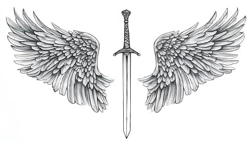 Sword and Wings Graphic Design