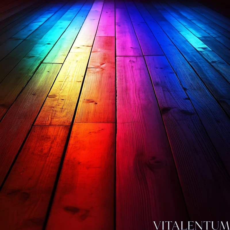 Colorful Wooden Floor Art AI Image