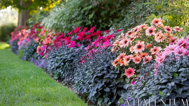 Colorful Flowerbed in Bloom AI Image