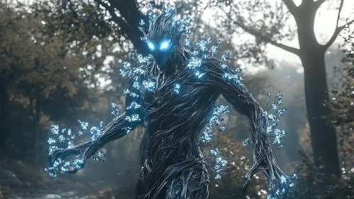 Enchanted Forest Creature with Blue Lights