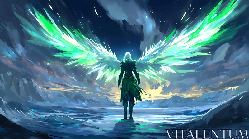 AI ART Guardian Angel with Emerald Wings