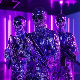 Futuristic Metallic Skeleton Warriors