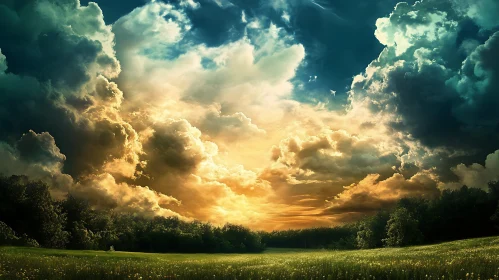 Landscape with Clouds and Sunlight