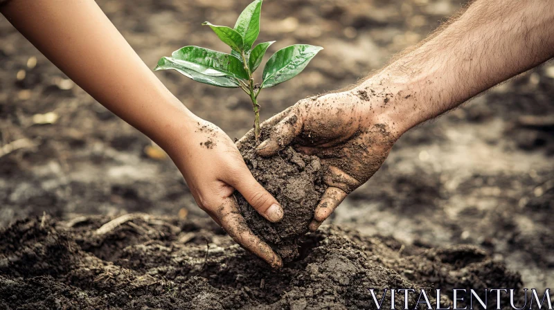 Seedling in Hands: Nurturing Growth AI Image