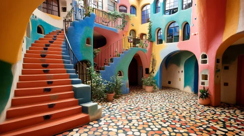 Colorful Building Design with Unique Staircases