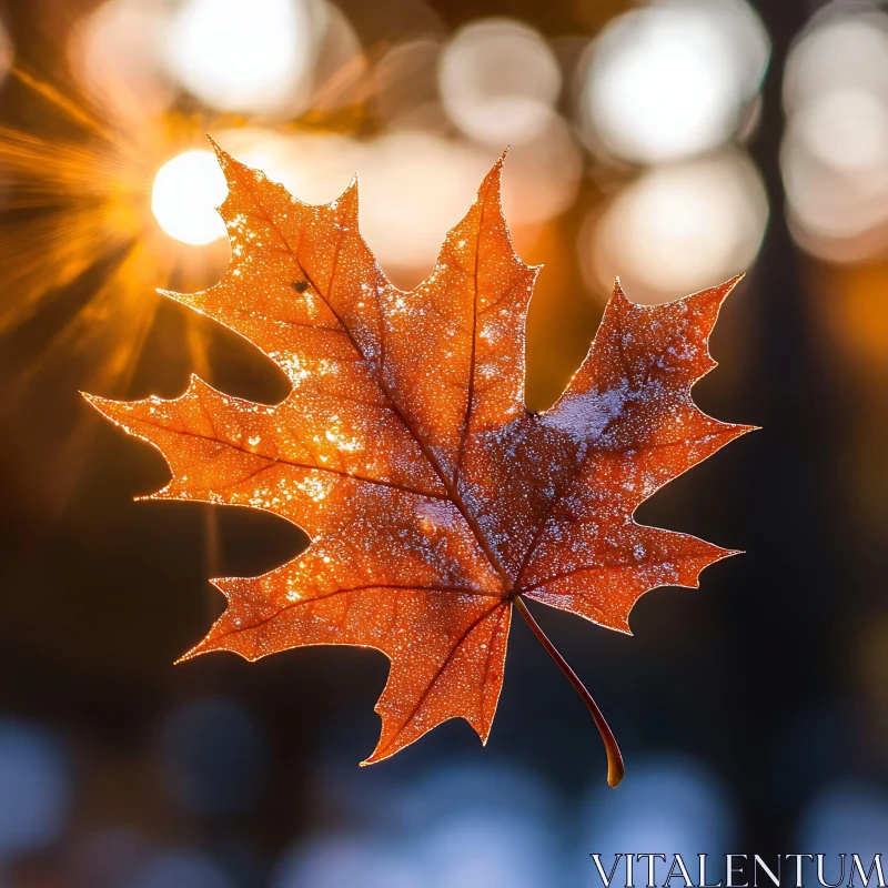 Autumn Maple Leaf Sunlight Macro AI Image