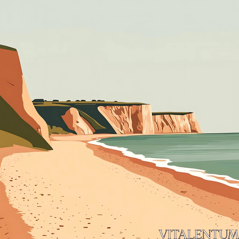 AI ART Coastal Cliffs and Beach Scenery