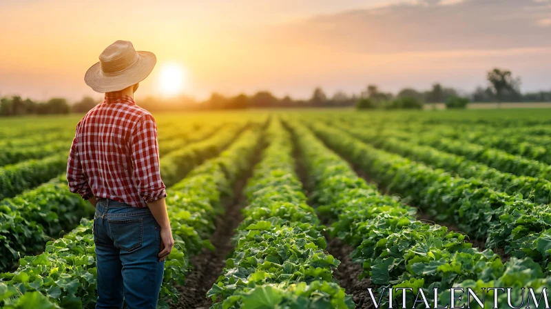 AI ART Agricultural Field at Sunset