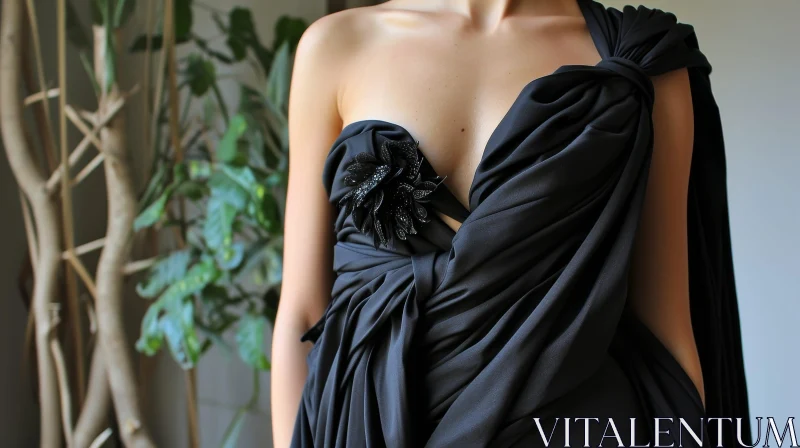 Stunning Woman in Black One-Shoulder Dress | Fashion Photography AI Image