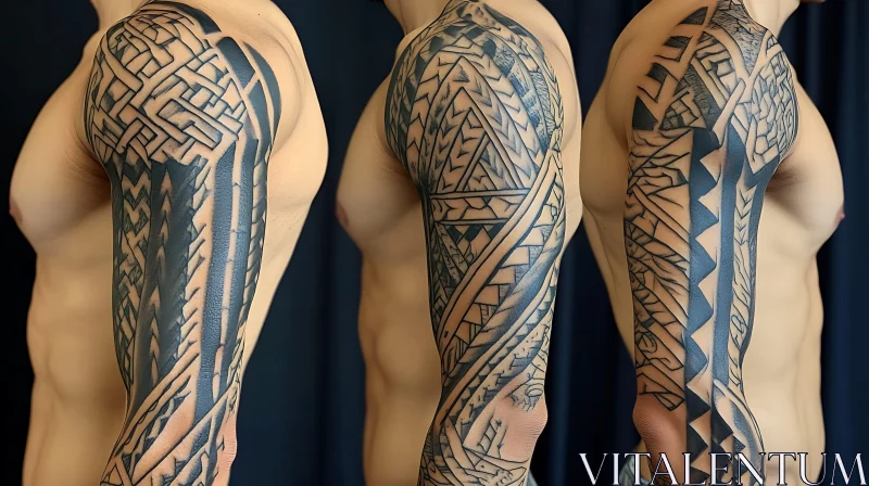 Detailed Tribal Arm Sleeve Tattoo AI Image