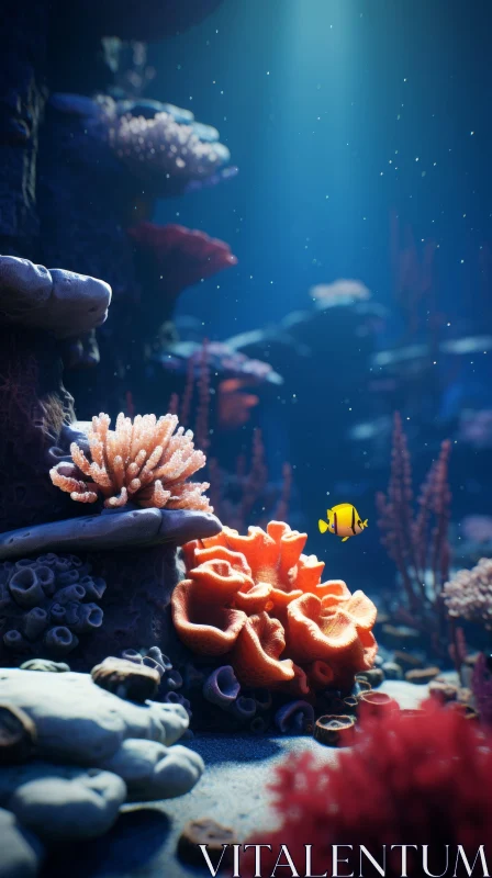 3D Aquarium Scene with Fish and Coral AI Image