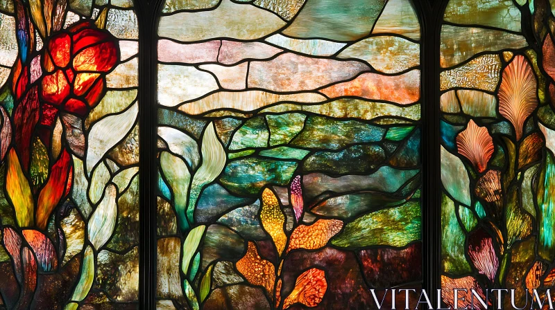 Nature-Inspired Stained Glass AI Image