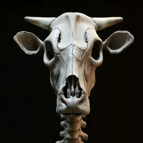 Monochrome Cow Skull Anatomy Study