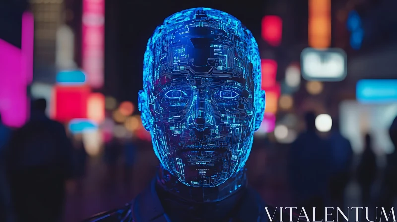 Futuristic Cyborg with Circuit Patterns AI Image