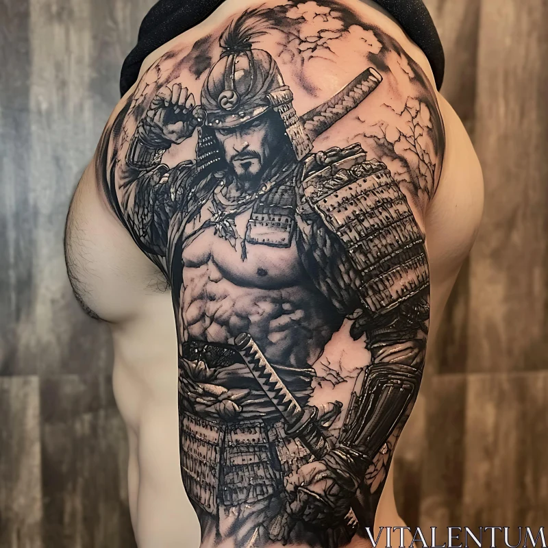 Detailed Samurai Body Art AI Image